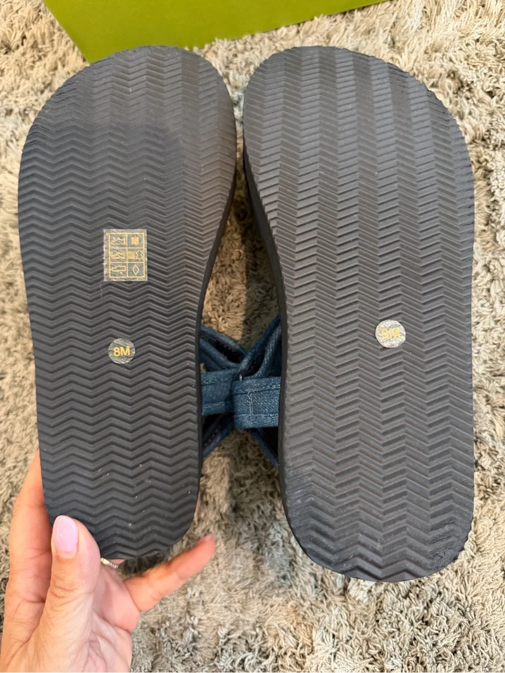 Tory Burch Denim Blue Strap Sandals with Logo Hardware